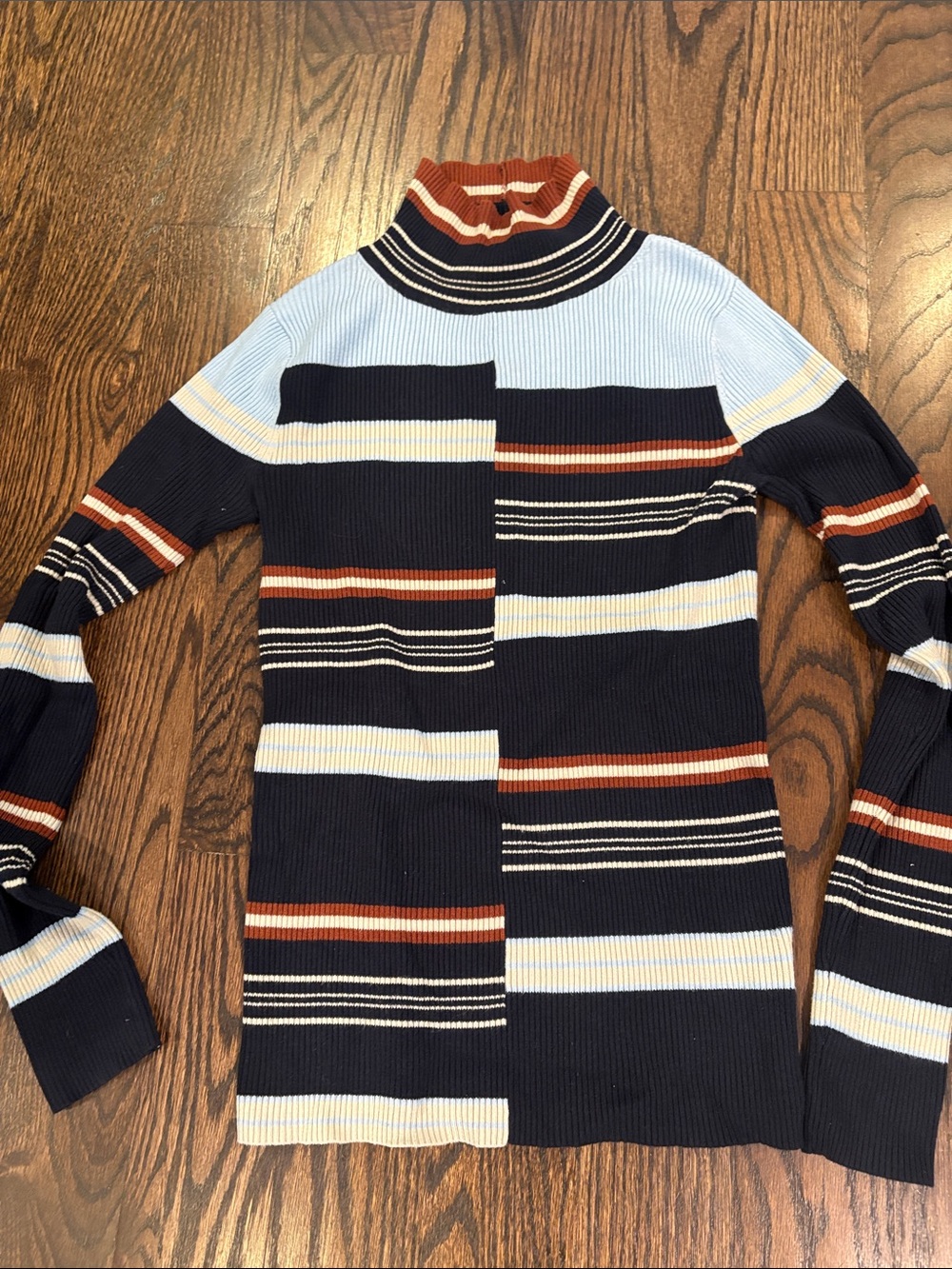 525 America Color Block Striped Ribbed Turtleneck Sweater Size XS